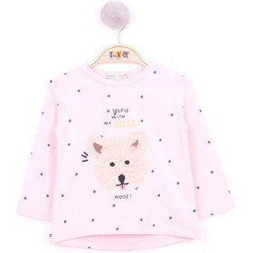 Resim Toontoy Kız Bebek Köpek Nakışlı T-shirt Açık Pembe 
