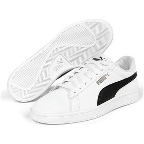 Resim Puma Smash 3.0 Buck Erkek Sneaker Spor Ayakkabı Beyaz / Siyah Beyaz 