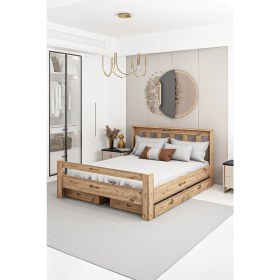 Resim Ninnimo Ni̇nni̇mo Arya Çi̇ft Ki̇şi̇li̇k 160X200 Yatak Uyumlu Ceviz Çekmeceli̇ Karyola - Açy-2 