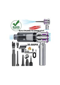 Resim H-8083 20.000pa Kablosuz Oto Araç Süpürgesi Şarjlı 3 Kademeli Profesyonel Ultra Çekim Güçlü Mini Gümüş Gri 