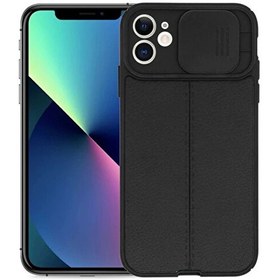 Resim Smcase iPhone 12 Kılıf Lensi Kamera Korumalı Deri Dokulu Silikon Siyah 