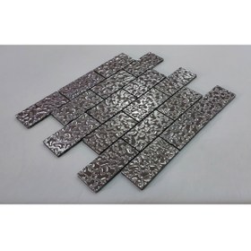 Resim MozaiKristaL Mutfak Tezgah Arası 48x98x6 Mm Gümüş Inox Kristal Mozaik ( 1 M2 Fiyatıdır ) 