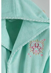 Resim Varol Bambu Nakışlı Garson Boy Bornoz - Flamingo Mint-9-10 Yaş Mint 