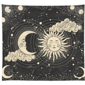 Resim Suofeng Bohem Tema Güneş-ay Desenli Dikişli Duvar Örtüsü 100x150cm Odası Dekore Et Partiler İçin 3 Adet İz Olmayan Çivi Ve 2 Kelebekle Beraber 