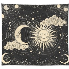 Resim Suofeng Bohem Tema Güneş-ay Desenli Dikişli Duvar Örtüsü 100x150cm Odası Dekore Et Partiler İçin 3 Adet İz Olmayan Çivi Ve 2 Kelebekle Beraber 