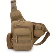 Resim Erkekler için Taktiksel Göğüs Çantası - Spor Outdoor Ayarlanabilir Kayış, Çok Bölmeli, Dayanıklı Oxford Kumaş, Hiking, Gym ve Seyahat İçin Haki 