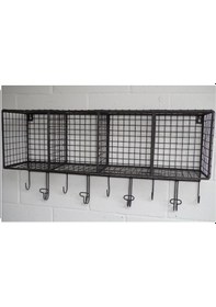 Resim Wessdizayn 9 Kancalı Metal Duvar Askılığı 4 Gözlü Antre Duvar Rafı Wd-209 Siyah 