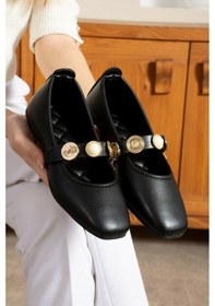 Resim İnci Ve Mühür Aksesuar Bantlı Günlük Babet - Siyah - 38 Siyah 