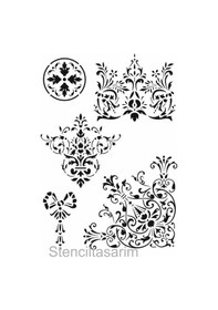 Resim Köşe Desenler Stencil Şablon 35X50 Kö-035 