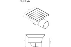 Resim Tema Krom Yer Sifonu Yandan Çıkış 50 mm 10X10 cm - Yer Sifonu Gider Süzgeci Süzgeç, Banyo Süzgeci, 