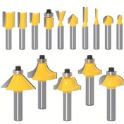 Resim 15 adet, 6.35mm Shank Freze Kesicileri Kesme ve Düz Freze İçin - Tungsten Karbür Ahşap Kesme Kenarı, Ahşap İşleme Kenarı Kesicileri 