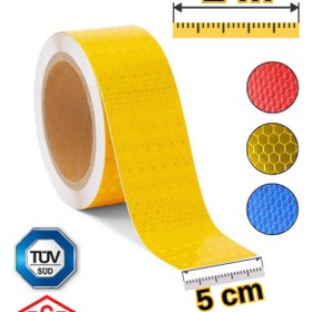 Resim YAVUZ OTOMOTİV 2 Metre Reflektör Bandı Tüvtürk Onaylı Fosforlu Şerit Reflektör Bant Sarı Kendinden Yapışkanlı 