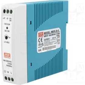 Resim Mean Well MDR-020-05 5VDC 3.0AMP Dın Rail Güç Kaynağı 