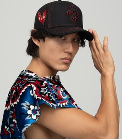 Resim Baseball Cap - Curved Visor - Symbols Collection - Red Indian - Siyah/Kırmızı - S-M (55-59 cm) 