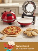 Resim Dr.Maya Çok Amaçlı Taş Fırın | Pizza, Lahmacun, Ekmek ve Tandır Yapma Makinesi – 31 cm Doğal Taş Kırmızı 