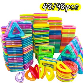 Resim Manyetik Yapı Blokları, Büyük Boy STEM İnşaat Oyuncak Seti, Manyetik Oyuncaklar, Karışık Renkler, Cadılar Bayramı, Şükran Günü, Noel Hediyesi, Doğum Günü Hediyesi 