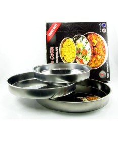 Resim Özbience Paslanmaz Çelik Fırın Tepsi Seti, 3 Boy, Dayanıklı ve Şık Tasarım 