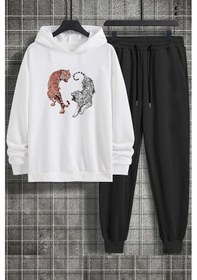 Resim Uyguntarz Unisex Tiger Baskılı Eşofman Takımı Beyaz 