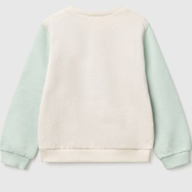Resim Benetton Kız Bebek Lila Mix Simli Benetton Logo Baskılı Bisiklet Yaka Sweatshirt - 18-24 Ay 