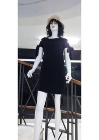 Resim Eren Style Kol Bağcıklı Esnek Elbise & Tunik Siyah 
