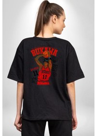 Resim Rukawa Kaede Anime Basketbol Karakteri Pamuklu Unisex Oversize Sırt Dijital Baskılı Siyah T-shirt Siyah 