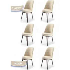 Resim Canisa Dexa Serisi, Üst Kalite Mutfak Sandalyesi, 6 Adet Krem Sandalye, Metal Kahverengi Iskeletli Sandalye Krem Ayaklar Kahvee 