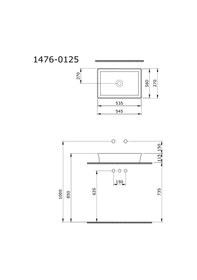 Resim Bocchi Sottile Slim Line 1476-029-0125 Tezgah Üstü Lavabo Buz Mavisi 55 CM 1466841 
