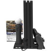 Resim Ps4 / Ps4 Pro / Ps4 Slim Host İçin İplay Çift Koltuklu Şarj Çok Fonksiyonlu Soğutma Tabanı Depolama Braketi Siyah 