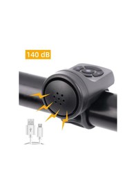 Resim Yeni Usb Şarj Edilebilir Bisiklet Motosiklet Elektrikli Zil Kornası 4 Mod Dağ Yolu Bisiklet Alarm Kornası Bisiklet Aksesuarları Siyah 