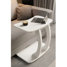 Resim Eda Hacıoğlu Edam Bedding Group Dikdörtgen C Model Yan Sehpa Modern Koltuk Tekerlekli Yan Laptop Masası 