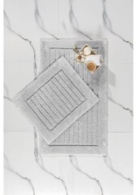 Resim Elart Luin Banyo Halısı Paspas Takımı Pamuklu 2 Adet 60x100 Cm Gri Gri 