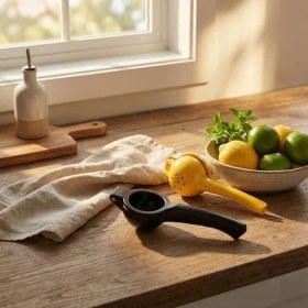 Resim Esmo Home Amberhaus Pratik Metal Limon Sıkacağı | Ergonomik Narenciye Sıkacağı (Sarı) 