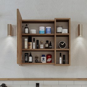 Resim Aynalı Banyo Dolabı - Lotus - 95 cm 