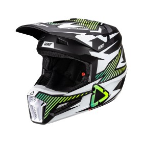 Resim Leatt Moto 3.5 Junior cross enduro motosiklet kaskı + Vizion 2.5s gözlük siyah beyaz turkuaz L 