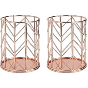 Resim Ganzhoushop Ev, Okul Ve Ofis İçin Çok İşlevli Metal İçi Boş Kalemlik 2 Parçalı Set Gül Altın 