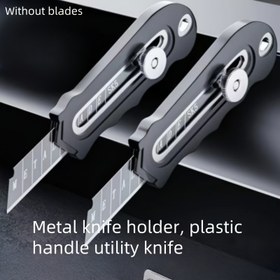 Resim 1 Adet Kaymaz Kauçuk Kaplamalı Ağır Hizmet Tipi Paslanmaz Çelik Bıçak Tutucu - Güvenli Tutuş, Hızlı Paketleme ve Ofis/Ev Kullanımı İçin Dayanıklı Utility Bıçağı (Bıçaklar Dahil Değildir) 