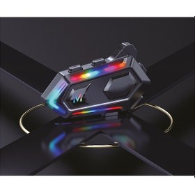 Resim Rgb Işıklı Bluetooth 5.2 Motosiklet Kask İçi Kulaklık Intercom Sistemi 