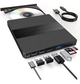 Resim River 7in1 Harici USB 3.0 ve Type-C Dvd-Rom Dvd-Rw Optik Sürücü, USB ve Type C Kablolu, Pc, Tablet, DVD Player, Desenli Tasarım Ultra Slim CD Rom Okuyucu CV540 