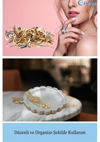 Resim Dekoratif Kase Takı Kutusu Yüzük Kolye Kutusu Mum Tabağı Takı Organizer Çiçek Model - Gümüş 