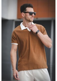Resim Ht 945061 Slim Fit Likralı Kısa Patlı Apaç Yaka Erkek Tshirt 001 