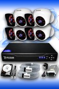 Resim Picam 8 Kameralı Kare 4 Iç Kamera Set 500 Gb Hdd Full Hd Gece Görüşlü Güvenlik Kamerası Sistemi 
