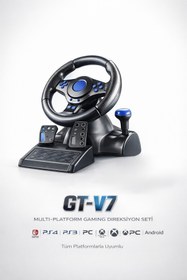 Resim Voltico GT-V7 Çoklu Platform Gaming Direksiyon Seti 180 Derece PS4 / PS3 / PC / Xbox / NS / Android Uyumlu 