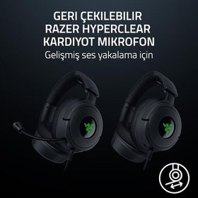 Resim Razer Kraken V4 X - Kablolu PC Oyun Kulaklığı (TriForce 40mm Sürücüler, Geri Çekilebilir Kardioid Mikrofon, 7.1 Surround Ses, Chroma RGB, PC için - USB-C üzerinden konsol ve telefonlar) Siyah 