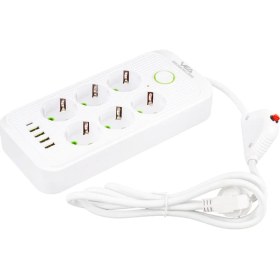 Resim Vea 6'lı 1.5 Metre Kablolu 4 Usbli Beyaz Akım Korumalı Priz VA-21564 (4767) - NEF2216-9452 