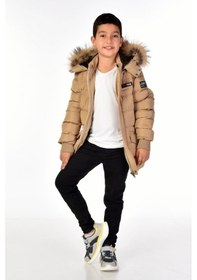 Resim Benitto Kids Natürel Kürklü Erkek Çocuk Şişme Mont 51246-bej Bej 
