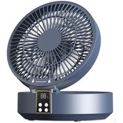 Resim Uzaktan Kumandalı Kablosuz Sirkülasyonlu Hava Soğutma Fanı Led Işıklı Katlanabilir Elektrikli Duvara Monte Fan Masaüstü Fan Mavi 5867 Renkli 