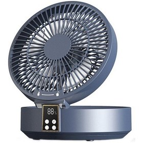Resim Uzaktan Kumandalı Kablosuz Sirkülasyonlu Hava Soğutma Fanı Led Işıklı Katlanabilir Elektrikli Duvara Monte Fan Masaüstü Fan Mavi 5867 Renkli 