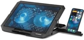 Resim gaman Yeni Nesil FREEZE 2 Fanlı Notebook Soğutucu Led Işıklı Gaming Standlı Laptop Soğutucu + Tel Tutucu Siyah 