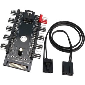 Resim Leonpro 4-3 Pinli Fan Çoklayıcı HUB PWM Fan Kontrolcüsü 10 Port 12V PC Fan çoklayıcı 