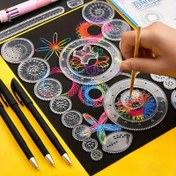 Resim 44 parça/takım, Çok Fonksiyonlu Cetvel, Şeffaf Sihirli Şablon, Harika Spiral Diyagramlar Yaratın, İstediğiniz Çeşitli Desenleri Çizin, Çok Fonksiyonlu Geometri Çizim Cetveli, Sihirli Çizim Seti 